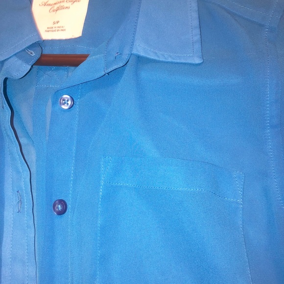FINAL-American Eagle Blue Sheer Button Down Shirt - Picture 3 of 5